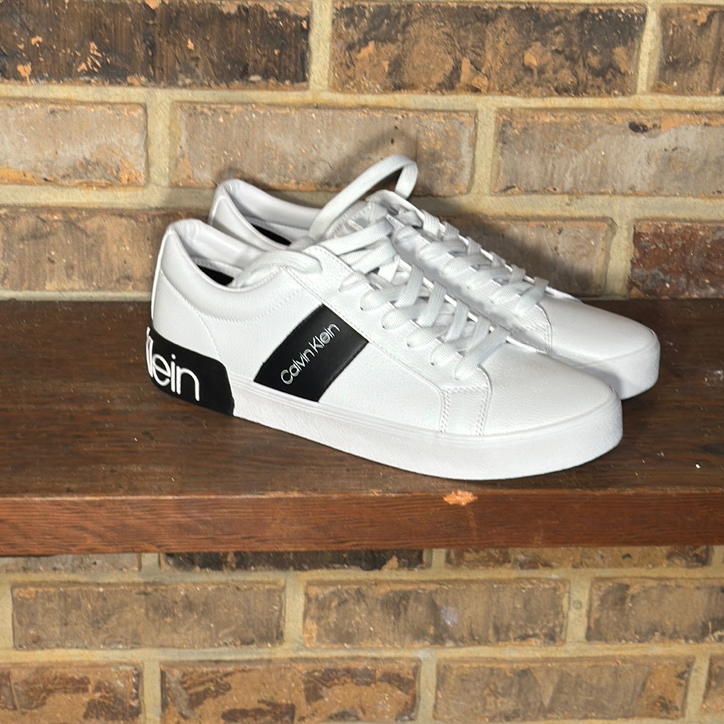 Calvin Klein Men's White And Black Sneakers